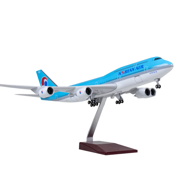 

47CM 1/150 Scale Airplane 747 B747 classic Blue Aircraft Korean International AirlineModel Light Wheel Diecast Plastic Plane