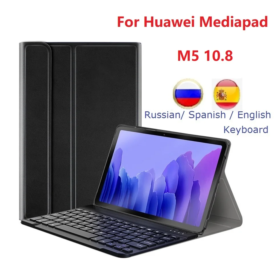 Купи Чехол с клавиатурой для huawei mediapad m5 10, 8, флип-чехол из искусственной кожи для huawei Mediapad M5 Pro, задний флип-чехол с клавиатурой за 1,982 рублей в магазине AliExpress