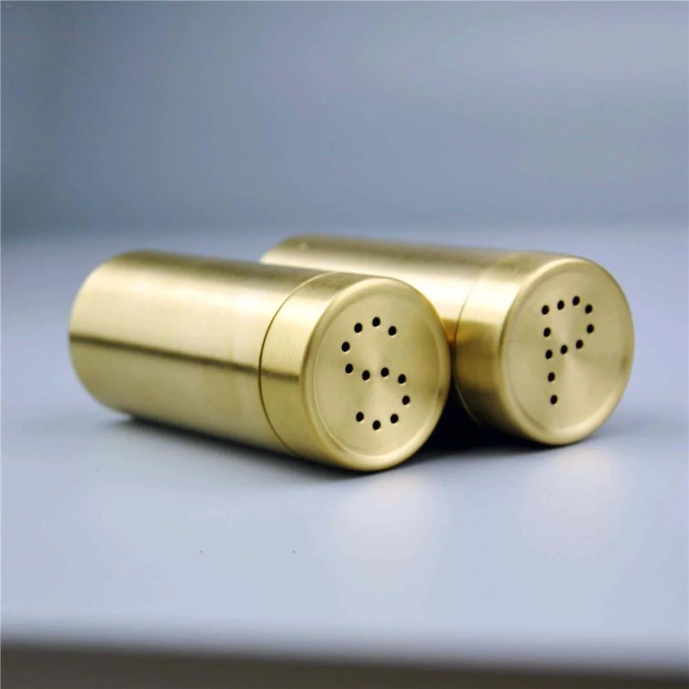 

2pcs Gold Spice Jar Stainless Steel Salt Pepper Shaker Condiment Set Odor Cooking Seasoning Sauce Bottle Kitchen Tools