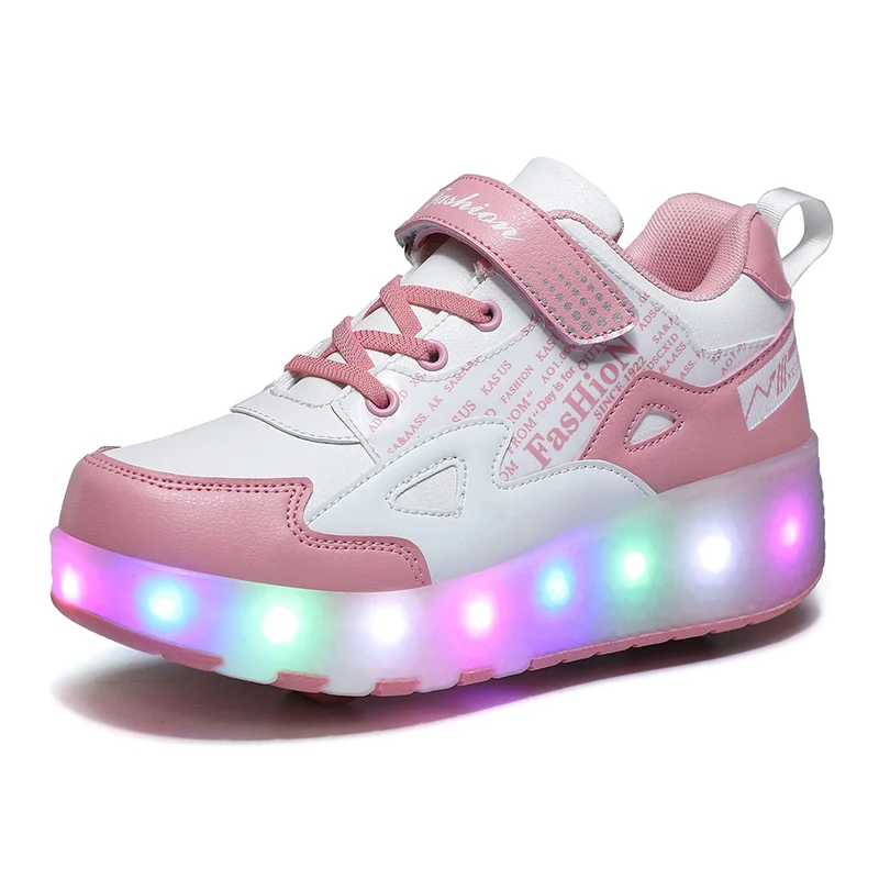 espejo mostrador Contento Zapatos de rueda para adultos para niños, zapatillas de ruedas retráctiles  con luces lumiosas recargables por USB, con ruedas de patines dobles, talla  de zapatillas 27-43 - AliExpress