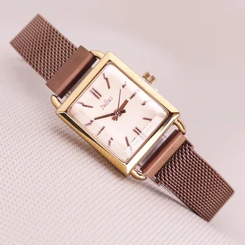 

Magnetic Buckle Simple Retro Women's Watch Japan Quartz Hours Fine Fashion Stainless Steel Bracelet Girl Birthday Gift julius
