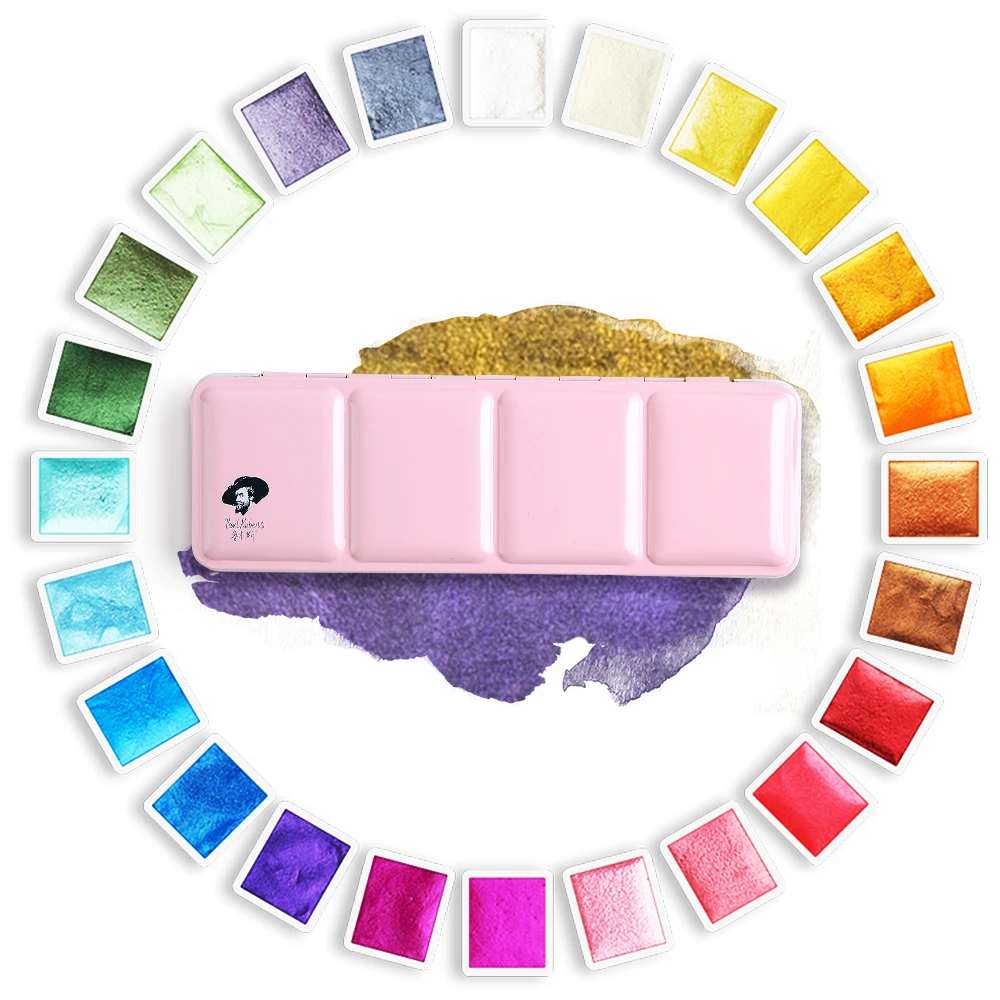 アーティスト用の金属ケース 水彩絵の具 無地 ピンク ポータブル 完璧なギフト 12 24 Aliexpress オフィス用品 学用品