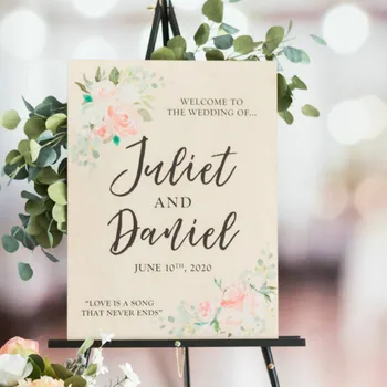 

Wedding Welcome Sign Wooden Floral Sign for Wedding Entry Display Custom Name Ceremony or Reception Sign Personalized Decor