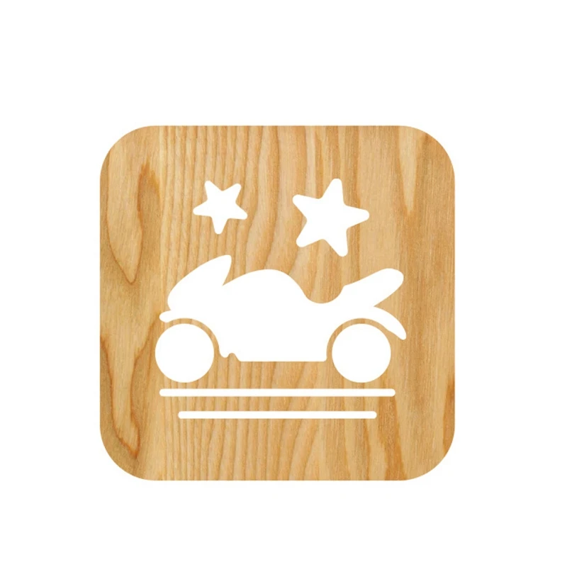 

Wooden Motorcycle Lamp Children's Night Light Kids Bedroom Decoration Warm Light LED USB Night Light for Children Gift