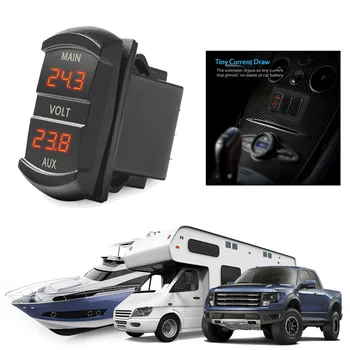 

0-60V Red LED Digital Dual Car Voltmeter Voltage Gauge Fit 12V-24V UTV ATV Switch-style Double Voltmeter