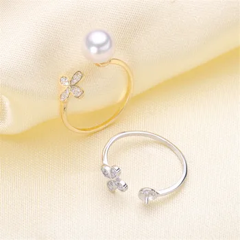 

High Quality Silver plated fittings Open Adjustable Blank Ring Settings Pearl Ring Mountings Fittings Jewellery Accessories