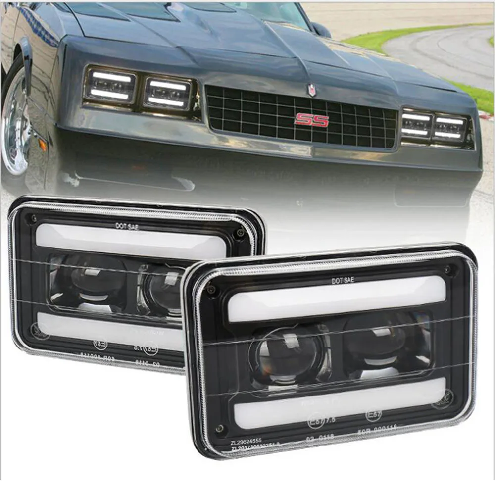 2X 4x6 inch LED Headlights Rectangular Headlight H4651 H4652 with DRL/Turn signal Replacement light for Kenworth T800 W900 T600 |