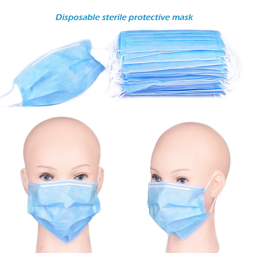 

50Pcs Mouth Mask Disposable sterile protective mask for hair salon use Anti dust blue Face Mask