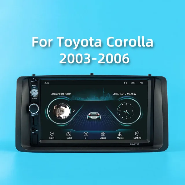 $102.84 7 Inch 2 Din Car Radio Multimedia Player Head Unit with Frame For Toyota Corolla 2003 2004 2005 2006  Android  Auto Stereo