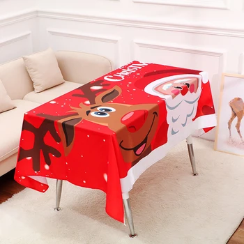 

1pc Tablecloth Cloth Table Cover Christmas Series Santa Claus Snowman Elk Pattern Printed Home Decor Woven Handmade Polyester