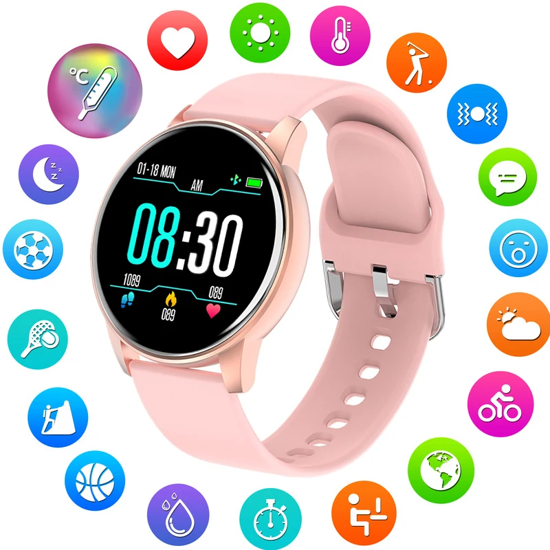 Reloj inteligente IP67 para hombre y mujer, resistente al agua, con monitor, seguidor Fitness de ritmo cardíaco y podómetro, para Android iOS, 2021