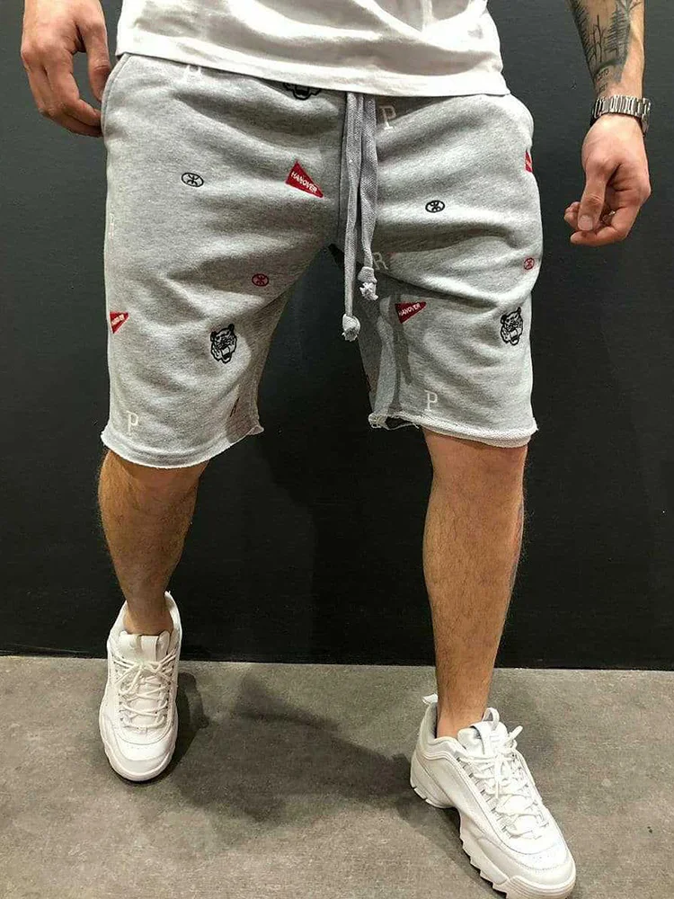 New High Street Summer Tide Brand Embroidered Hip-Hop Beggar Cotton Men's Loose Five-Point Pants Sports Casual Jogging Shorts