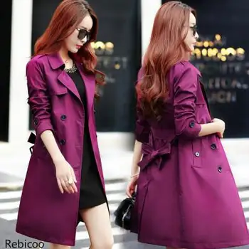 

High quality Autumn New High Fashion Brand Woman Classic Double Breasted Trench Coat Waterproof Raincoat Business Outerwear