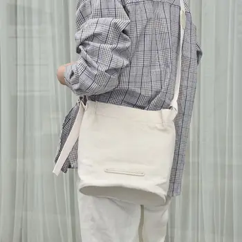 

Women Women Bucket Canvas Shoulder Bag Solid Color Large Capacity Casual Art Style Delicate Hardware Shopping Ladies Handbag 2