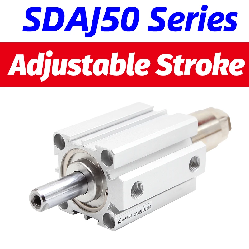 Sdaj Adjustable Stroke Air Pneumatic Cylinder Bore 50 63mm Stroke 5