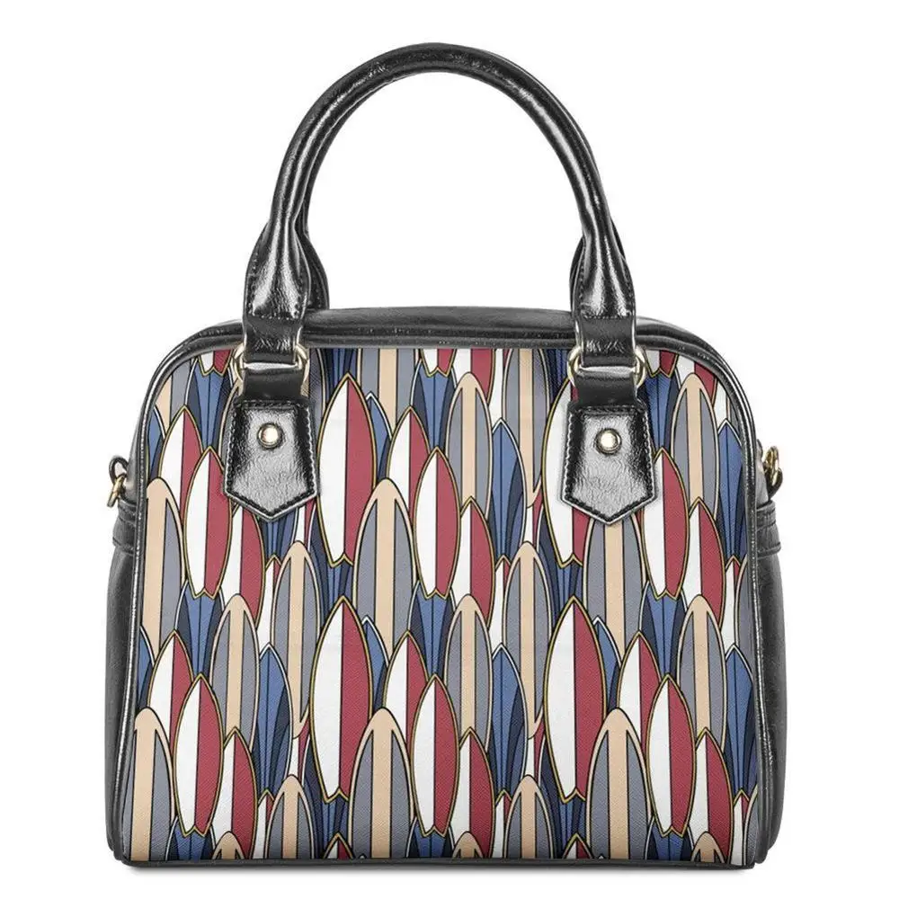 Coloranimal Women's Luxury Leather Surf Board Tote Handbag Shoulder Bag SURF BLUE WAVE Pattern Clutch DOLPHIN Messenger | Багаж и