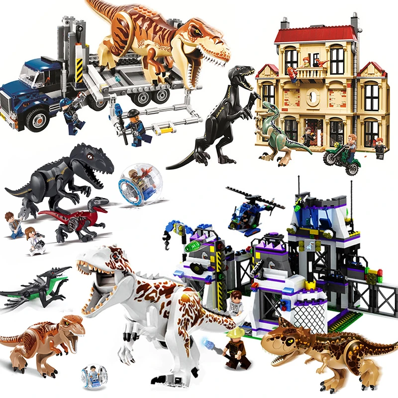 Jurassic World Dinosaurs 2 Park Fallen Kingdom Indoraptor Building Blocks Toys Bricks Blue Owen T Rex Dinos Gift Aliexpress