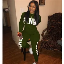 

Long Sleeve Slim Sexy Outfits for Woman Letter Printed Sports Two Piece Sets Womens Blue Green Red Purple Gray Black