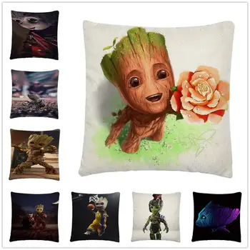 

Marvel Little Tree Cute Character Linen Cushion Cover Pillow Case for Home Sofa Car Decor Pillowcase 45X45cm