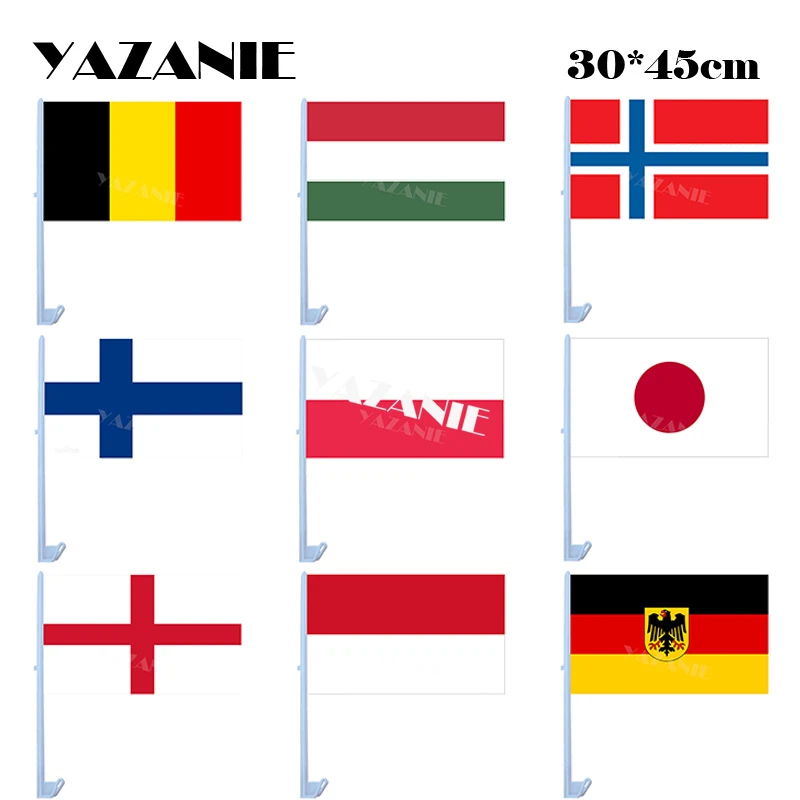 Yazanie 30 45cm Car Flags Belgium Hungary Norway Finland Poland Japan Japanese England Indonesia Germany Eagle Printed Car Flags Flags Banners Accessories Aliexpress