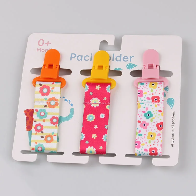Cartoon Print Baby Pacifier Clip Pacifier Chain Dummy Nipple Holder 3Pcs/lot for DIY Nursing Soother Holder Newborn Feeding Gift teething toys,pacifier clip,pacifier chain,pacifier accessories,teether clip,teething toy tethers,baby silicone accessories