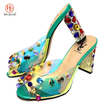 

Latest Green Color Italian Women Sandals Shoe for Party African Wedding High Heels Slip on Women Pumps High Quality Wedding Shoe