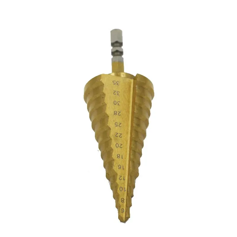 6-35MM Plating HSS 13 Step Cone Drill Bit Titanium Hole Cutter Hex Shank Steel