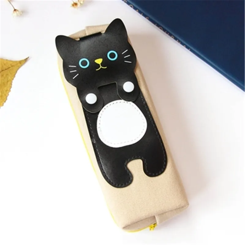 Kawaii Cute Cat Canvas Pencil Case Storage Organizer Pen Bags Pencilcase Pouch School Supply Stationery Cosmetic Makeup Bag Gift (56)