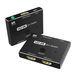 Commutateur HDMI 2.1 8K 2x1, 48Gbps, pour PS5, Xbox one, apple TV, HDMI 2.1, 120Hz 