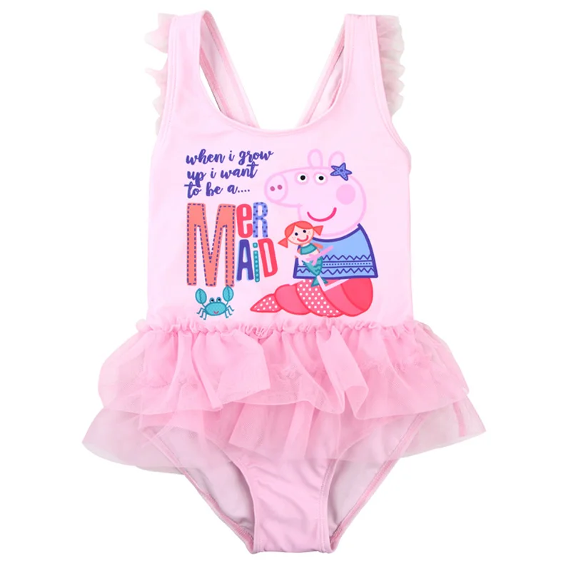 

July Sand GIrls Swimsuit Cute Cartoon Swimwear 2~8Y Kids Beachwear Pink Bathing Suit 18G033