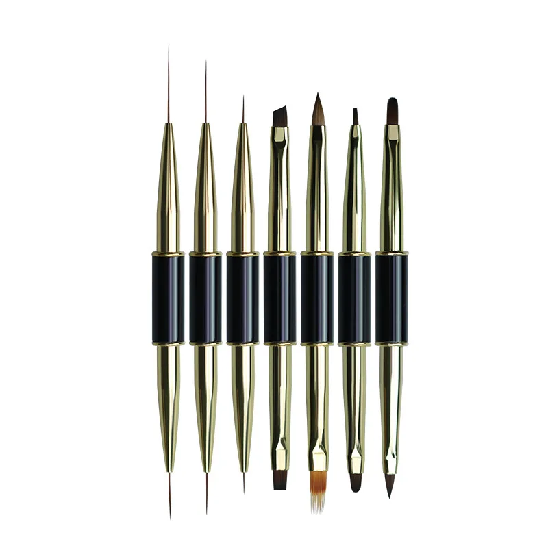 Duebel Enn Nagelkonscht Sträifen Linnen Liner DIY Molerei Pinsel Flëssegt Pulver Acryl UV GEL Extensioun Builder Franséisch Zeechnen Pen_voghion.com