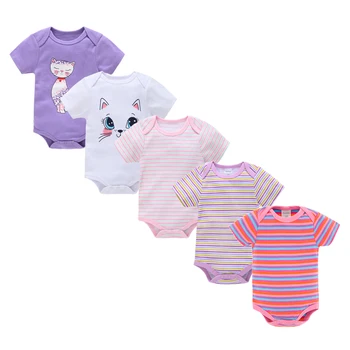

Bodysuit Cotton 5pcs Baby Girl Boy Clothes Short Sleeve Outfit Cartoon Body Infant Menina 5pcs/Set Body Baby Ropa De Bebe