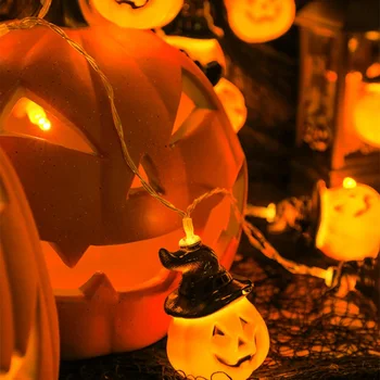 

Halloween led light string battery pumpkin lamp gauze skull witch hat decoration supplies Halloween party lights in Stock B