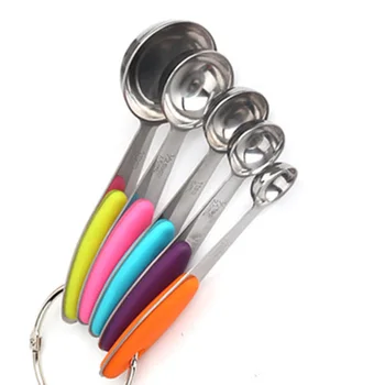 

5pcs Stainless Steel Measuring Cups Spoons Kitchen Baking Cooking Tools Set Foldable Storage Home Kitchen Supplies