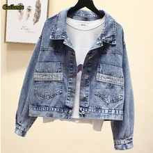 Guilantu Vintage Denim Jacket Women Spring Autumn Coat Streetwear Coat Female Single Breasted Blue Basic Jeans Jackets Womens