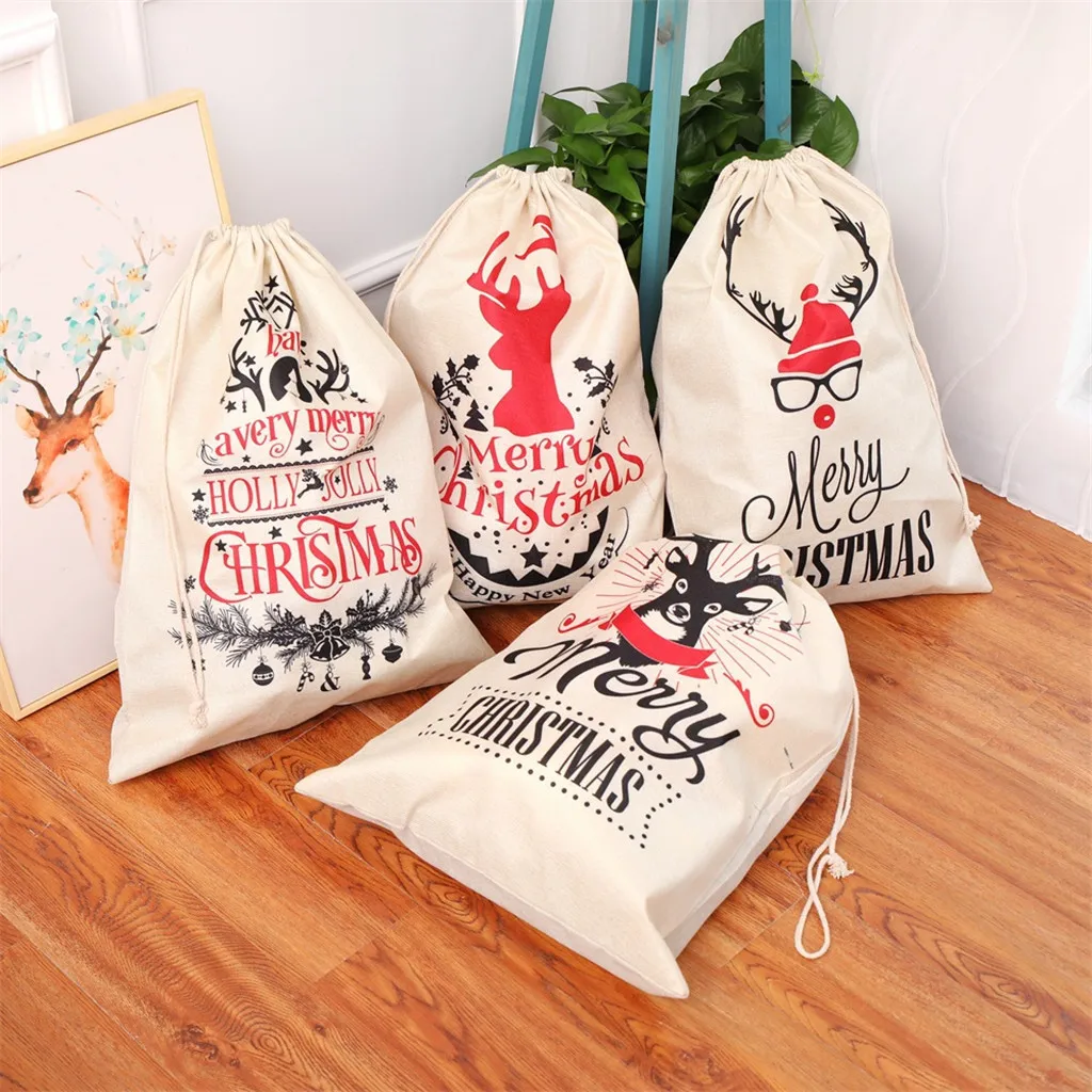 Новая Большая Рождественская сумка для конфет, холщовые подарочные сумки, сумки с лосем для езды на год, Рождество, Nevidad, лучшие подарки для детей, вечерние подарки, Декор, подарок