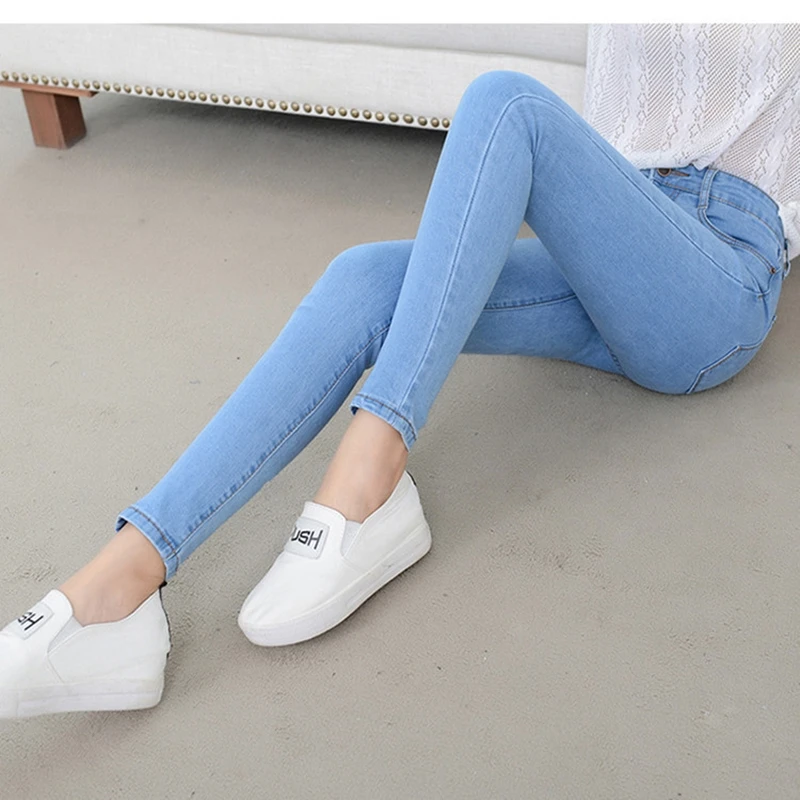 Denim Jeans Womens High Waist Stretch Pencil Skinny Ankle-length Pants Femme Black Blue Push Up 2019 Elastic Slim Streetwear0001