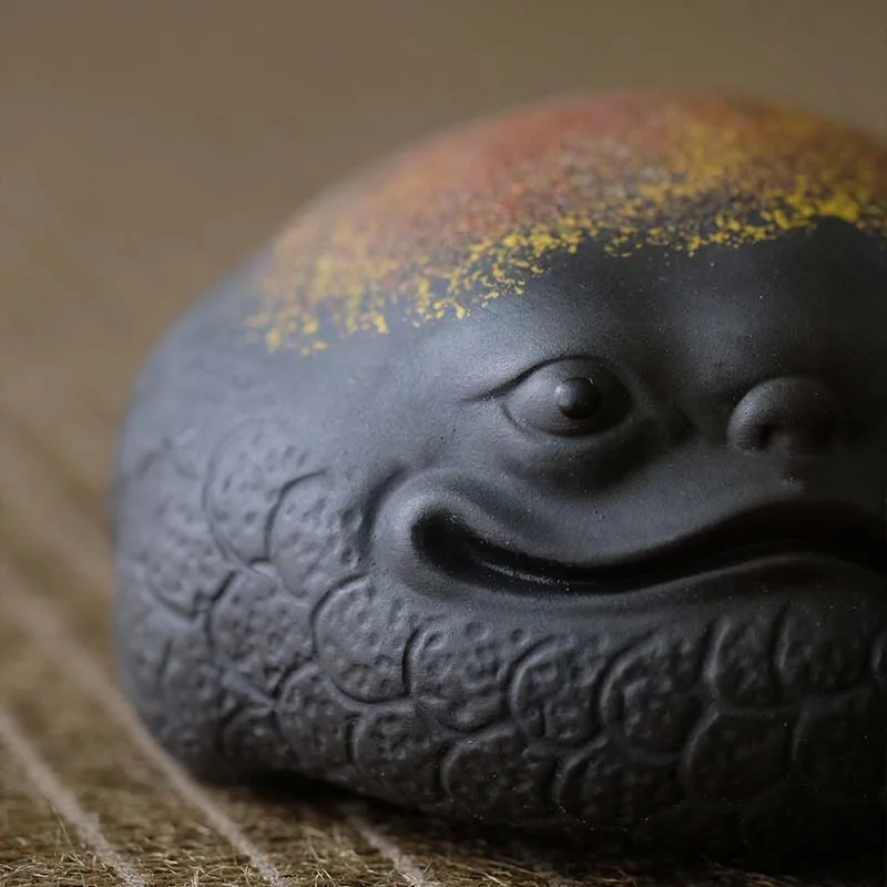 Purple sand golden toad tea pet Table Accessories Figurine Purple Clay Zen