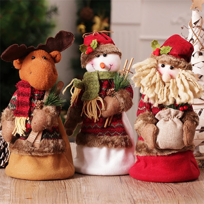 

Santa Claus Snowman Reindeer Doll Ornaments Christmas Decorations for Home Xmas Figurines Kid Christmas Gift adornos de navidad