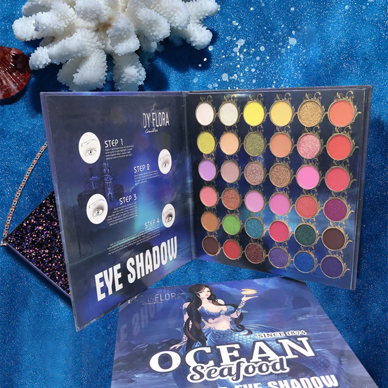 Charm Beauty Glazed 36 colors Eyeshadow Pallete Blue Mermaid Eye Makeup Shimmer Matte Glitter Make up Eye Shadow Pallette