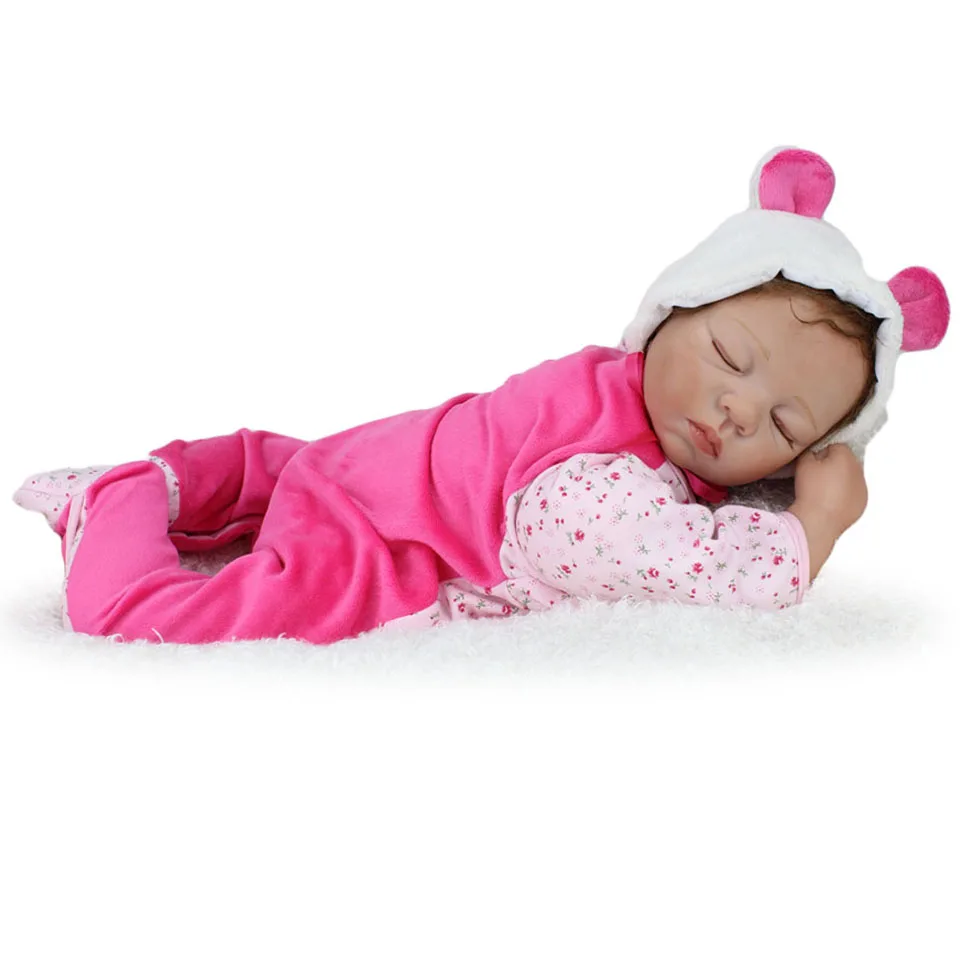 22 дюймов силиконовый винил настоящий Мягкий сенсорный reborn baby реалистичный младенец кукла детский Рождественский подарок спящий милый ребенок