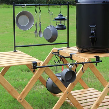 Universal Outdoor Table with Hanging Rod - Portable Camping Rack - Picnic Barbecue Rack - Kitchen Utensils Storage Rack - Hiking Accessories 2