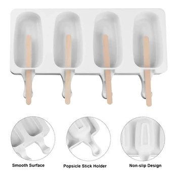 

2 Pcs Silicone sicle Molds Baking Mini Homemade Ice Cream Bar Cakesicle Mold with 100 Wooden Sticks