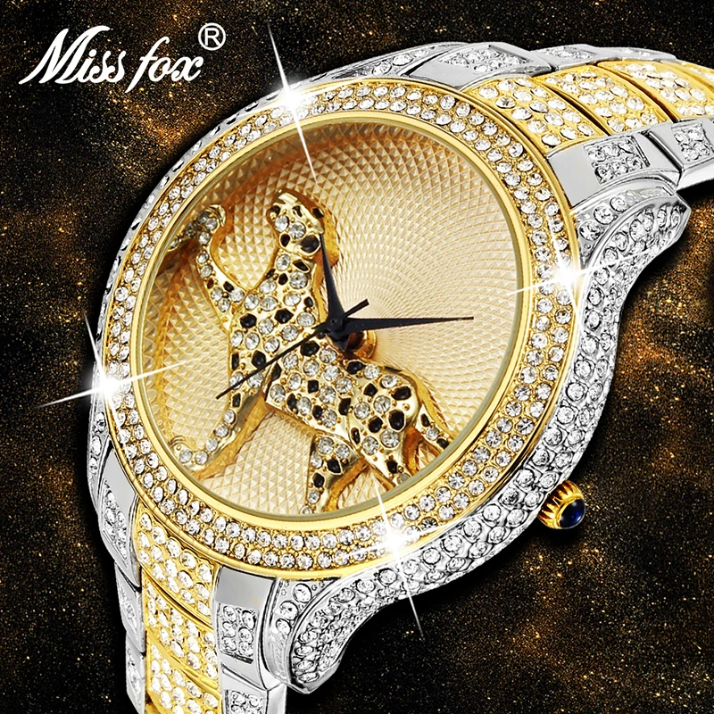 Missfox 完全なダイヤモンドの最高レディース腕時計ブランドファッションの高級金時計女性防水野生の女性腕時計 Watch Brand Women Watch Fashion Womenwatch Women Aliexpress