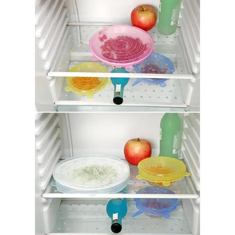 12 шт./компл. кухонные крышки для хранения свежих продуктов силиконовые универсальные растягивающиеся крышки Кастрюля Сковорода крышки пищевая обертка чаша аксессуары для хранения