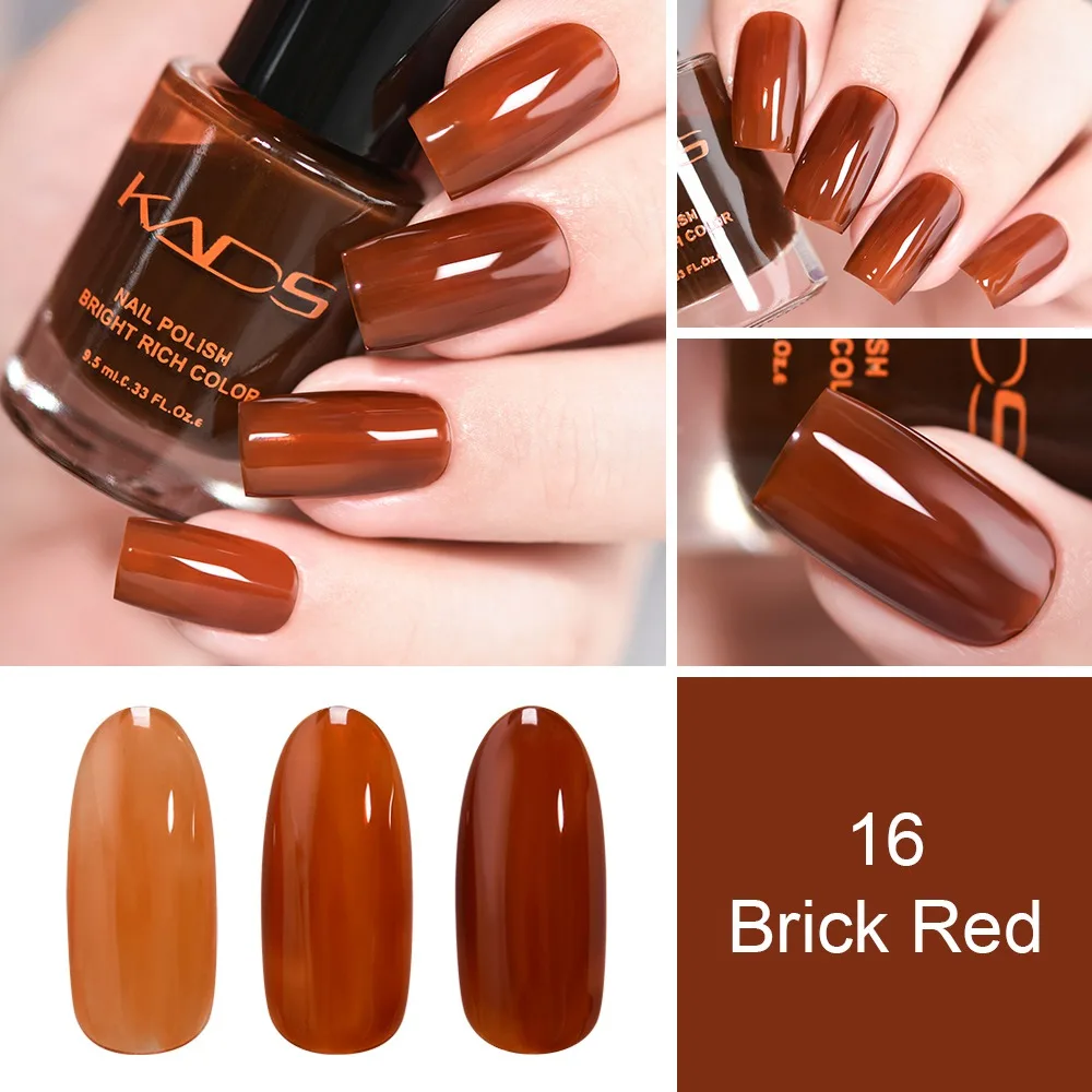 KADS 9,5 мл полупрозрачный Желейный лак для ногтей Vernis Полупостоянный УФ-лак для ногтей Маникюрный цветной конфетный лак - Цвет: Brick Red