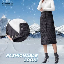 Vaatteet mujeres новая популярная Женская Толстая теплая длинная трапециевидная юбка с высокой талией и пуговицами черная теплая пуховая юбка tobillo vestidos