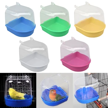 

Plastic Bird Water Bath Box Bathtub Parrot For Parakeet Lovebird Bird Pet Cage Hanging Bowl Parakeet Birdbath Hanging Accessory