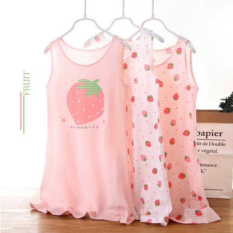 elegant pajama sets Summer Cotton Nightdress 2-14 Year Little Teen Girl Pajamas Dress Kids Sleeveless Girls Nightgown Home Clothes Sleepwear Gecelik cotton nightgowns