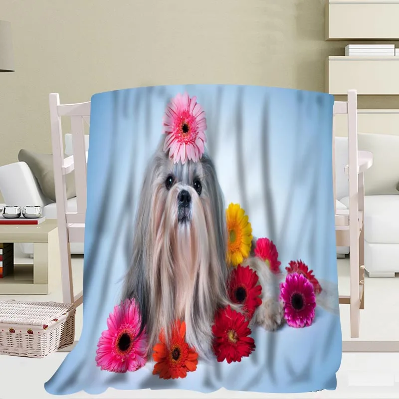 Новое поступление, Shih Tzu, одеяла для собак, 3D печать, мягкое одеяло для дома/дивана/постельных принадлежностей, переносное, для взрослых, для путешествий, одеяло